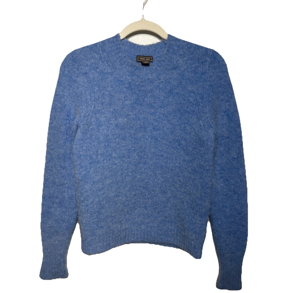 Point Sur Alpaca Merino Wool Blend Fisherman Sweater Periwinkle Blue Size XS